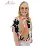 Z Zoso Travel Blouse Georgina Sage / Coral